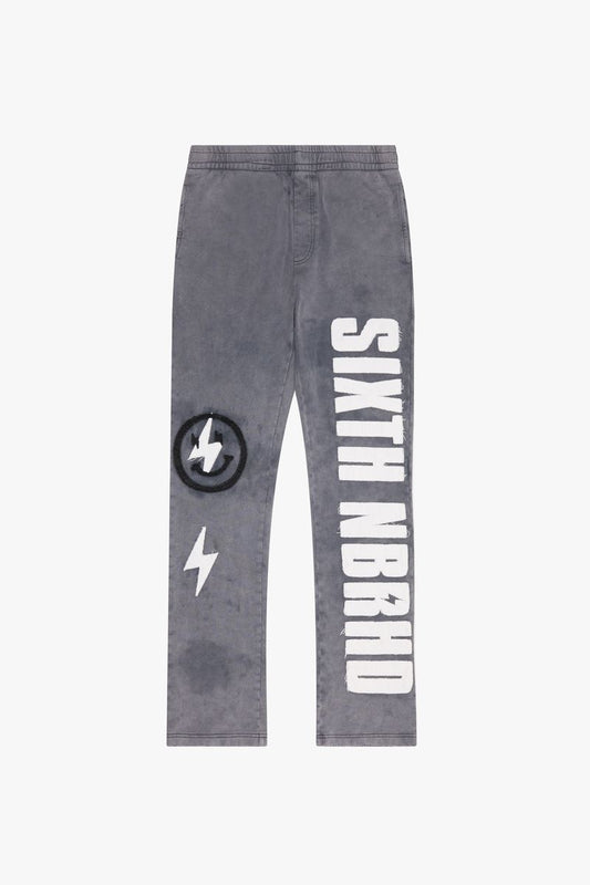 6TH NBRHD "CUTOUT" RELAXED FIT FLEECE PANTS 6TH-P3301-BLK