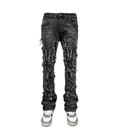 VICIOUS CUT-OUT DENIM PANTS (VC406-VINTAGE BLACK)