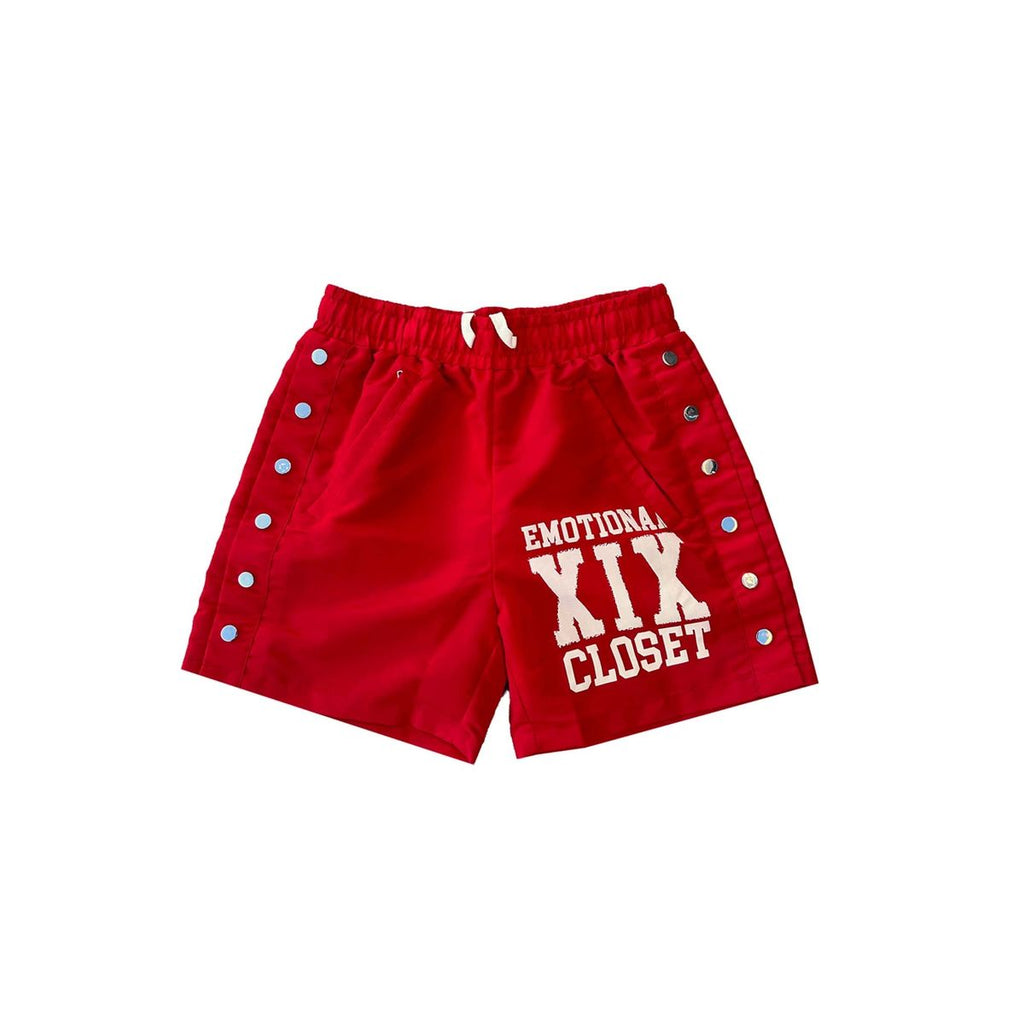 Mixed Emotion  “Backyard” Nylon Shorts - Red