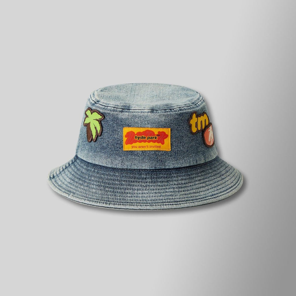 HYDE PARK Denim Bucket Hat - Blue with Patchwork