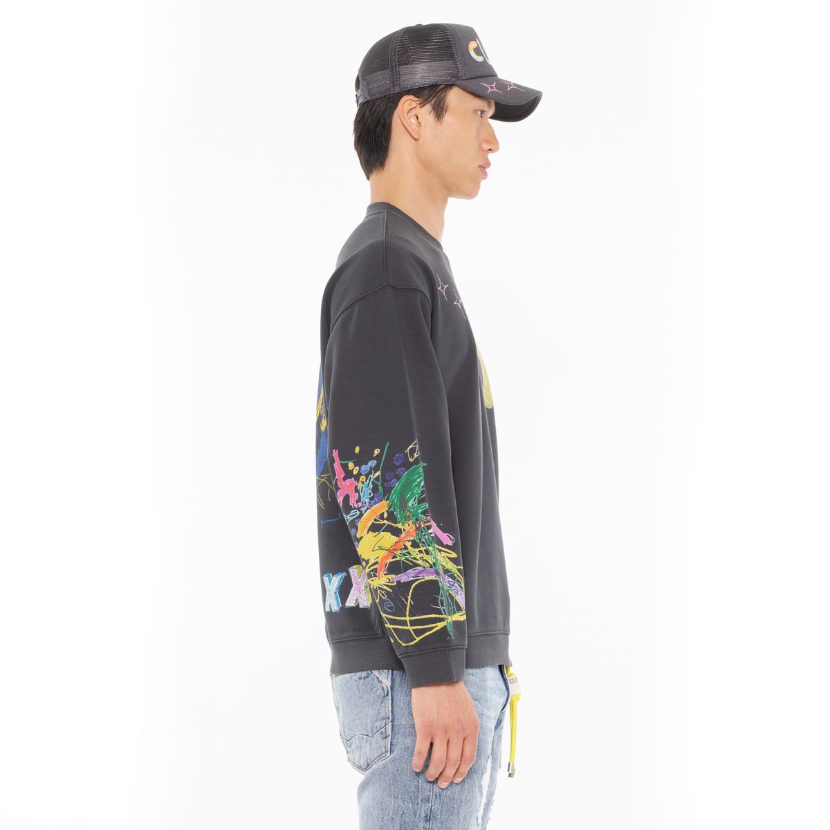 CULT NOVELTY FLEECE CREW SWEATSHIRT (625A2-FC17C)-STEEL