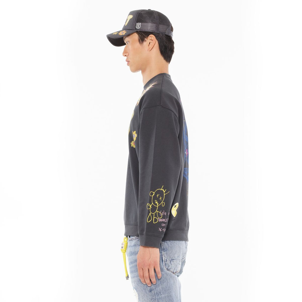 CULT NOVELTY FLEECE CREW SWEATSHIRT (625A2-FC17C)-STEEL