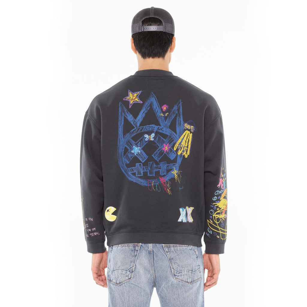 CULT NOVELTY FLEECE CREW SWEATSHIRT (625A2-FC17C)-STEEL