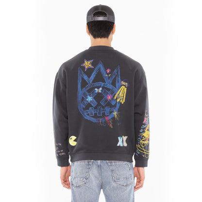 CULT NOVELTY FLEECE CREW SWEATSHIRT (625A2-FC17C)-STEEL