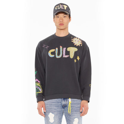 CULT NOVELTY FLEECE CREW SWEATSHIRT (625A2-FC17C)-STEEL