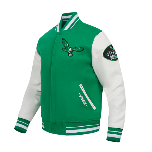 PHILADELPHIA EAGLES MEN'S VARSITY JACKET OLD ENGLISH (FPE643024)