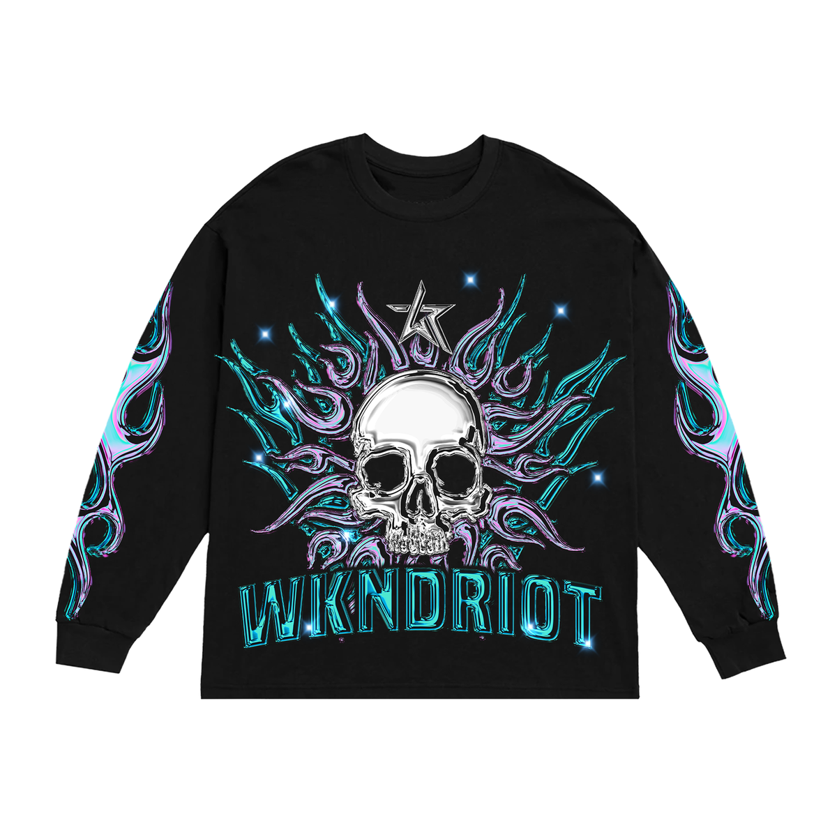 GLASS SKULL LONG SLEEVE BLACK