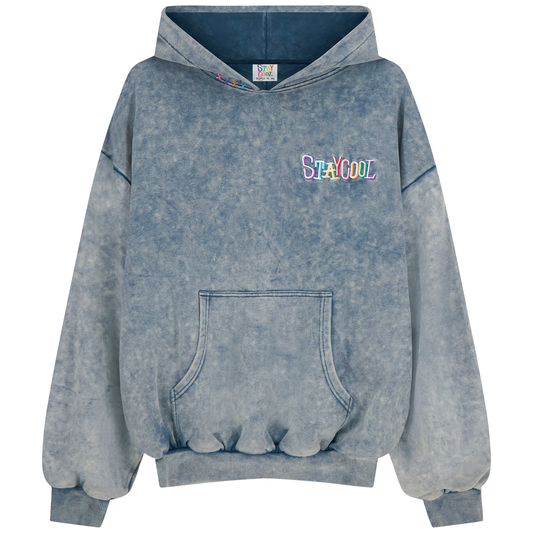 STAY COOL WS Tribal Acid Wash Hoodie (Denim)