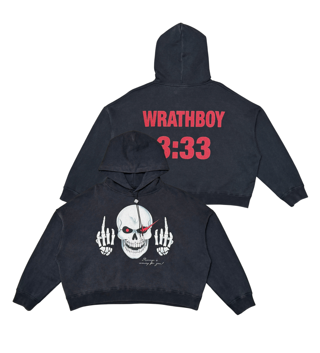 WRATHBOY CROP SKULLS HARD TO KILL WB05-080 BLACK