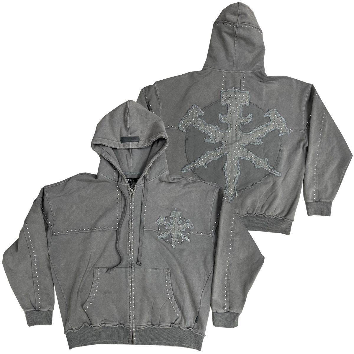 Hudson Hoody 585 Studded Metal Oversized Hoody GREY