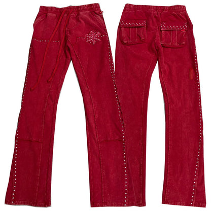 HUDSON METAL FLEECE FLARE JOGGER (539) RED