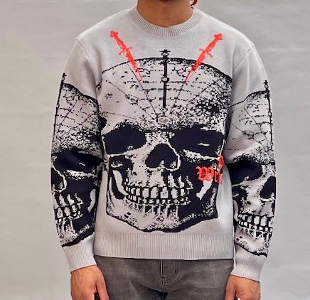 DOCTRINE NIGHTFALL SKULL SWEATER (DB222) SKYROCKET GRAY