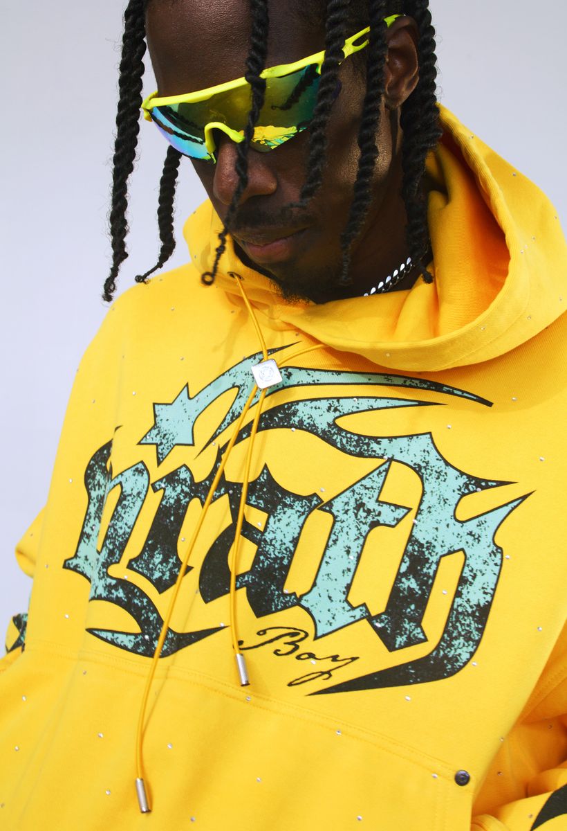 WRATHBOY RHINESTONES WRATH HOODIE (WB05-086 YELLOW)