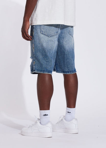 CRYSP DENIM RIVET SHORT-Medium Wash (CRYSUM25-209)