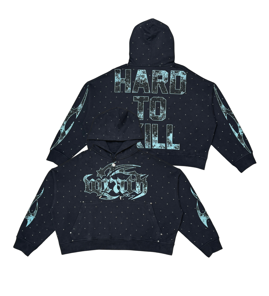 WRATHBOY RHINESTONES WRATH HOODIE (WB05-086 BLACK)