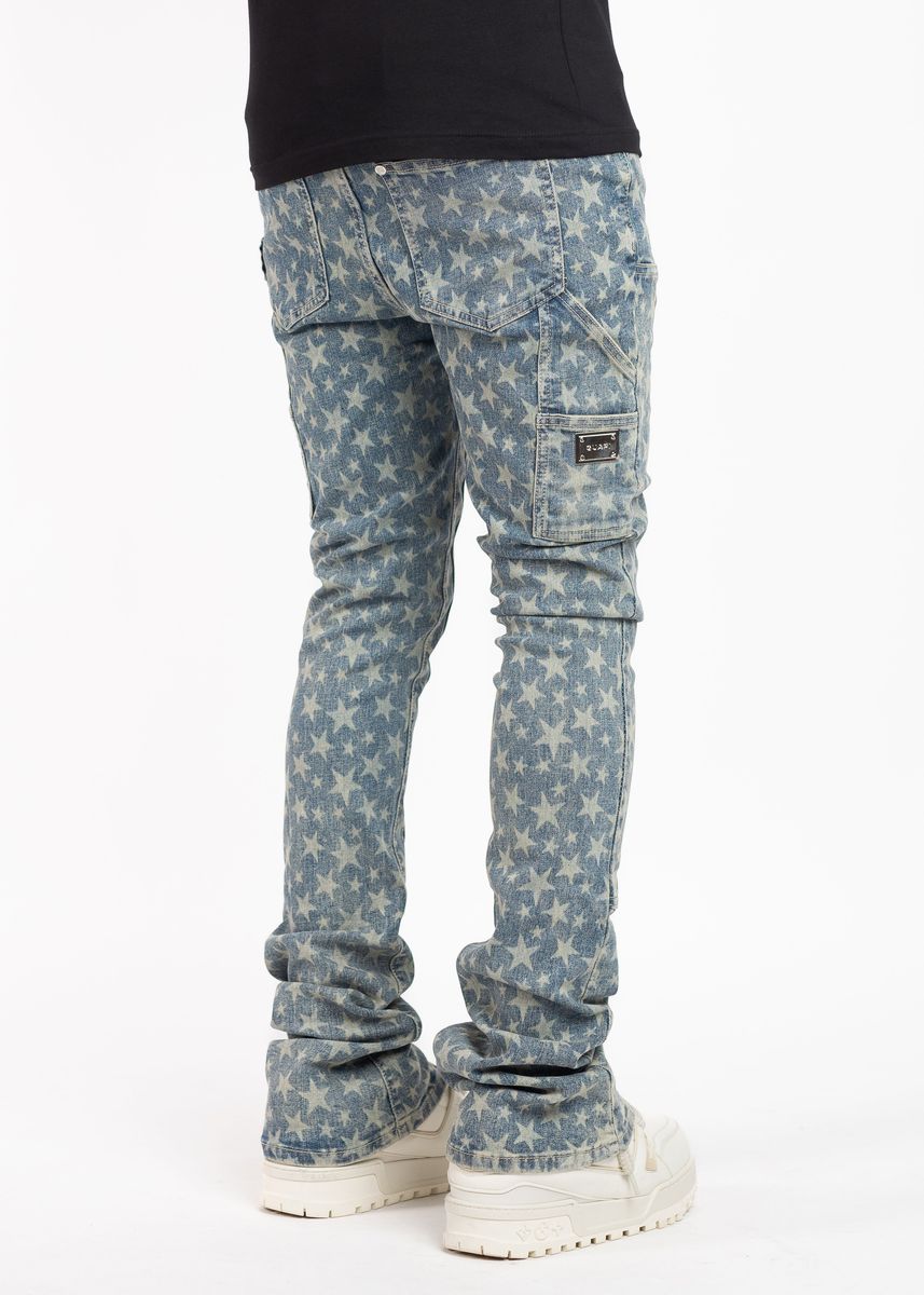 GUAPI Vintage Blue Laser Stars Denim