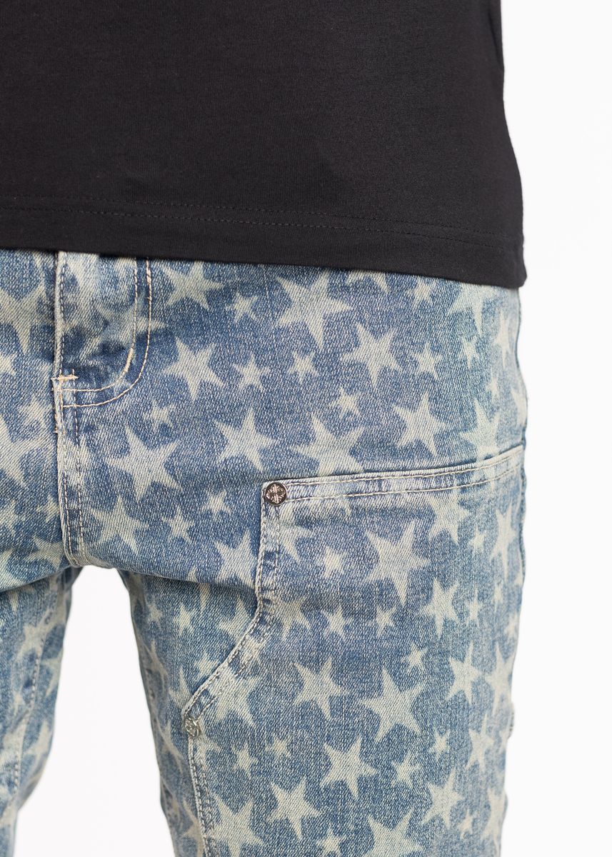 GUAPI Vintage Blue Laser Stars Denim