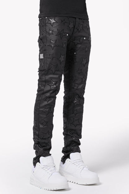 GUAPI All Black Waxed Stars Denim