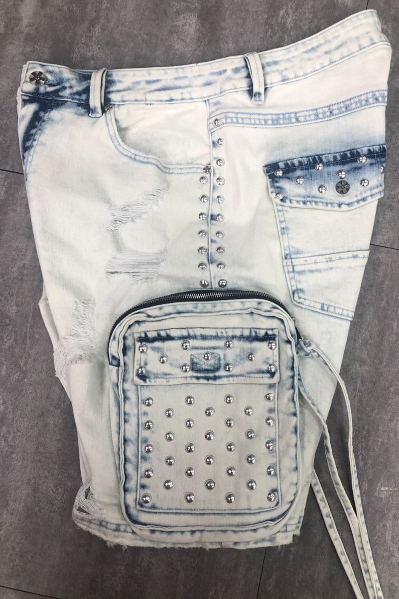 HUDSON STUDDED CARGO SHORT (567) ICE BLUE