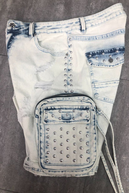 HUDSON STUDDED CARGO SHORT (567) ICE BLUE