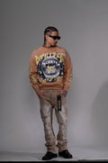 VICIOUS CARPENTER FLARE DENIM W/ RHINSTONE DETAILS (VC654 ACID TAN)