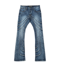 VICIOUS FLARE DENIM W/ MINI RHINESTONE & STITCHING VC748 MD BLUE