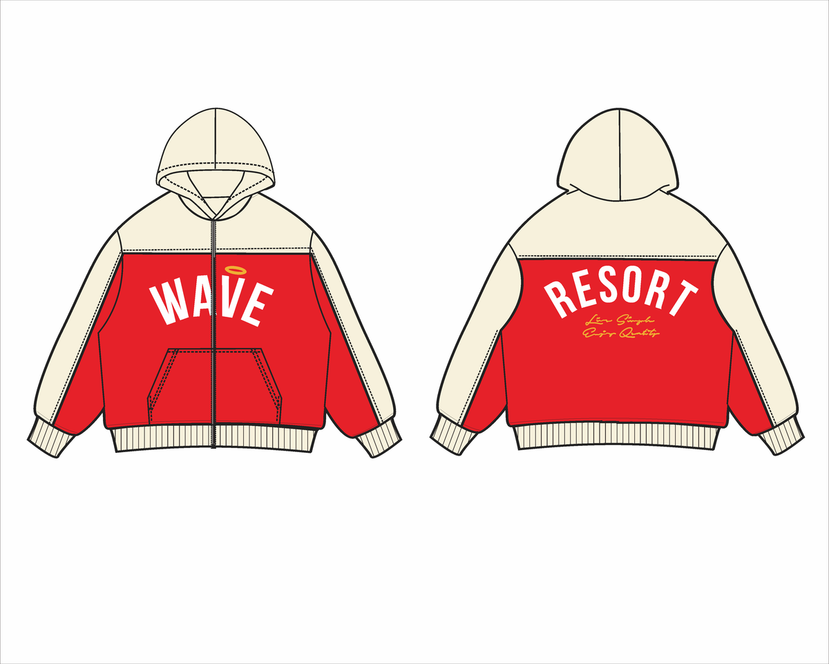 MR WAVE DISTRESSED WAVE ZIP UP (RED)