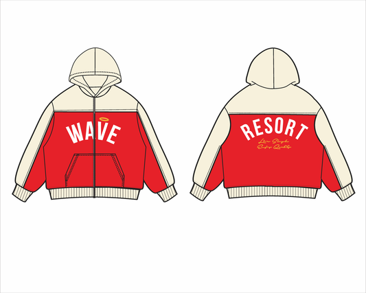 MR WAVE DISTRESSED WAVE ZIP UP (RED)