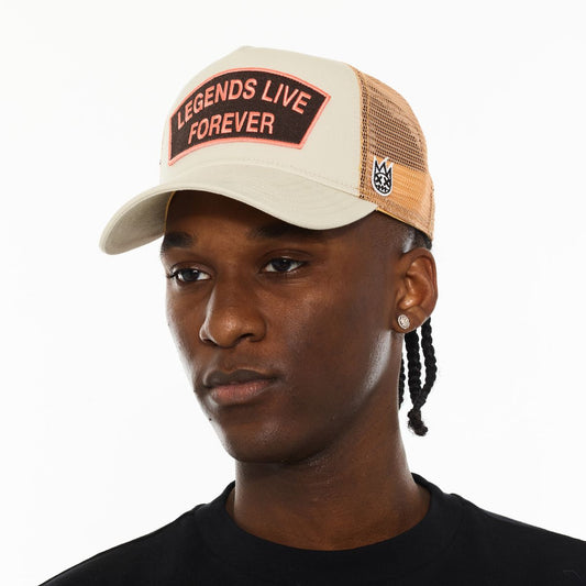 CULT LOGO MESH BACK TRUCKER HAT "LEGENDS LIVE FOREVER" (625BC-CH71A)