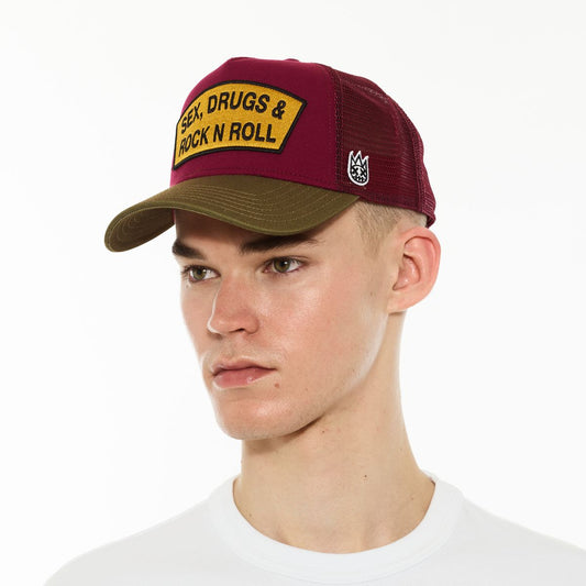 LOGO MESH BACK TRUCKER HAT "SEX DRUGS ROCK N ROLL" (625BC-CH102A)