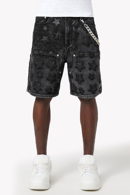 GUAPI Obsidian Black Stars Denim Shorts '489OBSDS'