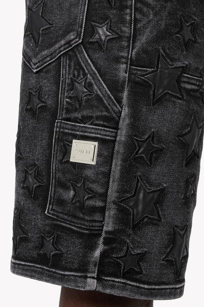 GUAPI Obsidian Black Stars Denim Shorts '489OBSDS'