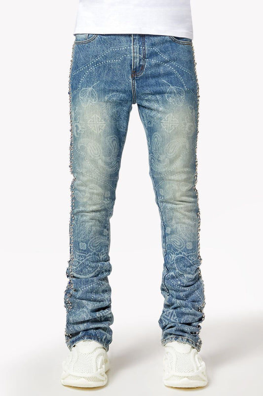 GUAPI Aqua Blue Rivets Stacked Denim '495ABRSD'