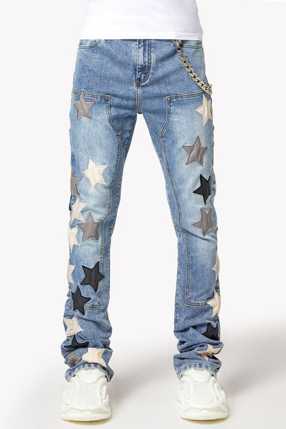 GUAPI Aqua Blue Vintage Stars Denim '496ABVSD'