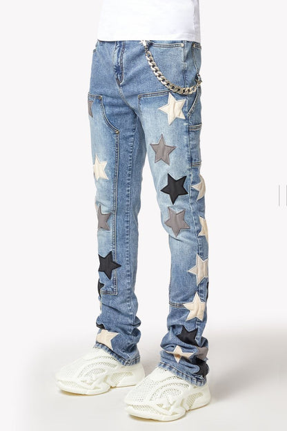 GUAPI Aqua Blue Vintage Stars Denim '496ABVSD'