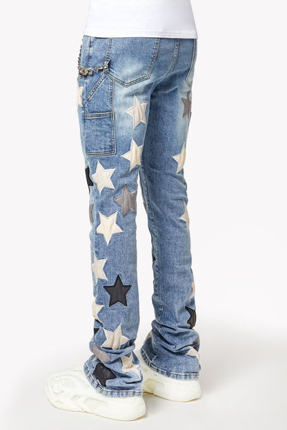 GUAPI Aqua Blue Vintage Stars Denim '496ABVSD'
