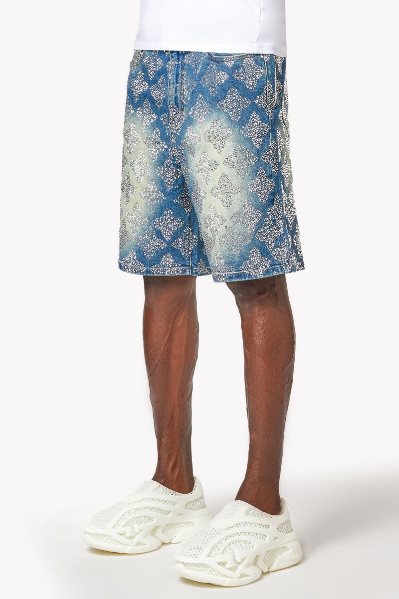 GUAPI Vintage Blue Embellished Denim Shorts '502VBEDS'