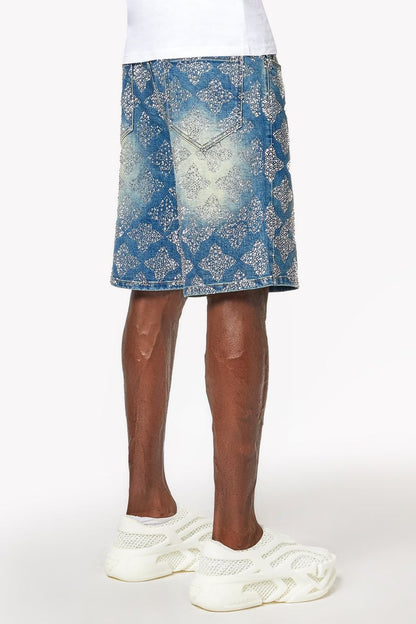 GUAPI Vintage Blue Embellished Denim Shorts '502VBEDS'
