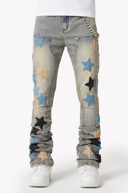 GUAPI Powder Blue Vintage Stars Denim '518PBVSD'