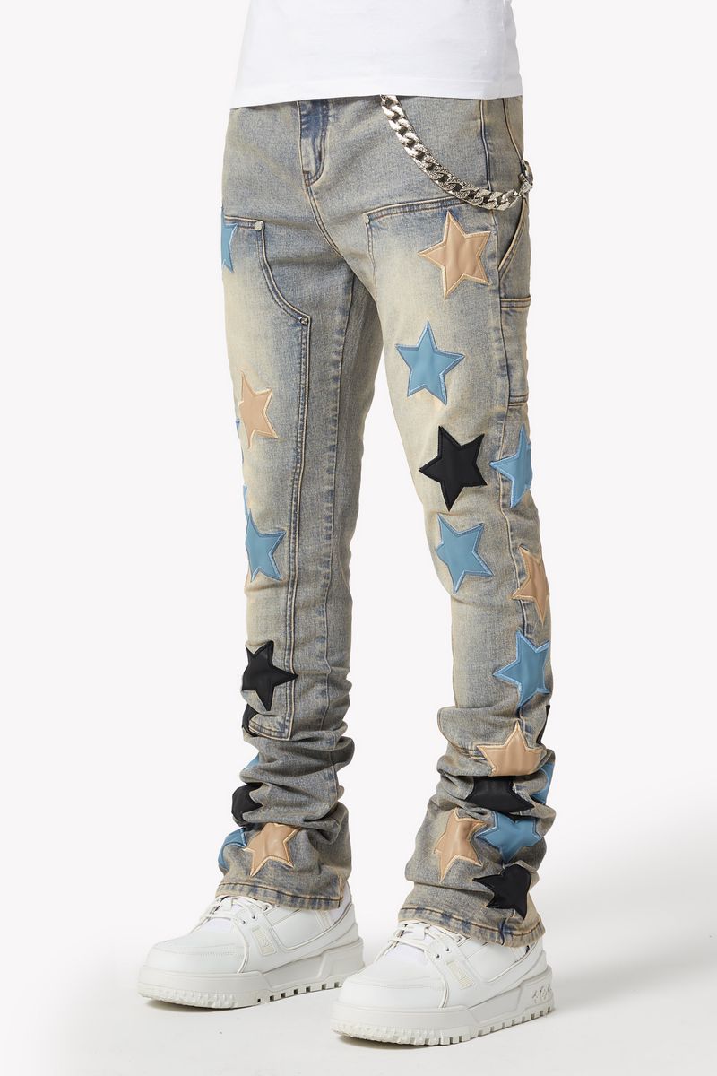 GUAPI Powder Blue Vintage Stars Denim '518PBVSD'