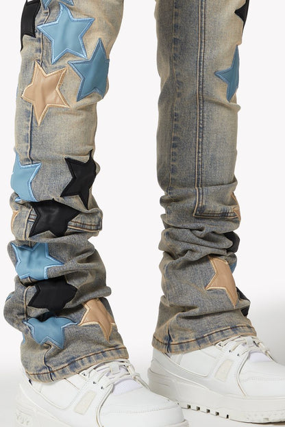 GUAPI Powder Blue Vintage Stars Denim '518PBVSD'