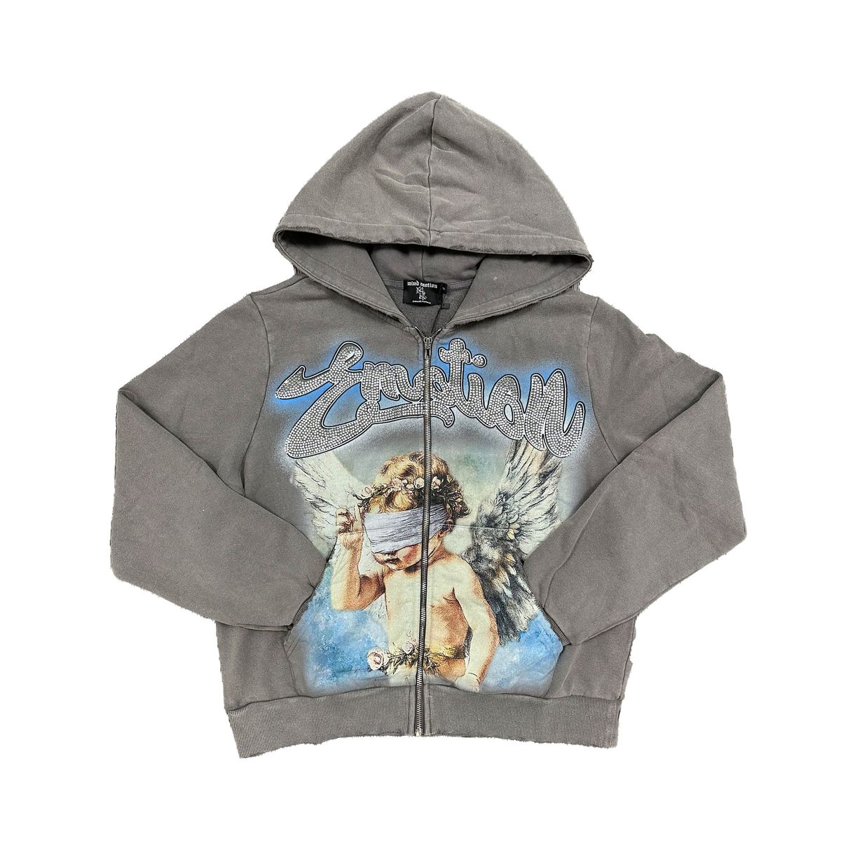 MIXED EMOTION Grey “Rhinestone“ Hoodie