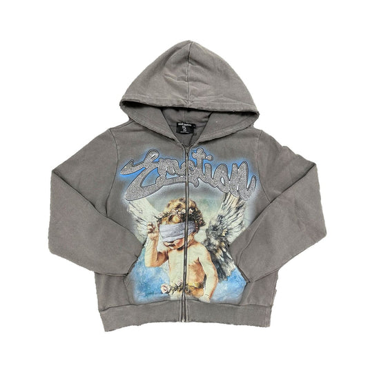 MIXED EMOTION Grey “Rhinestone“ Hoodie