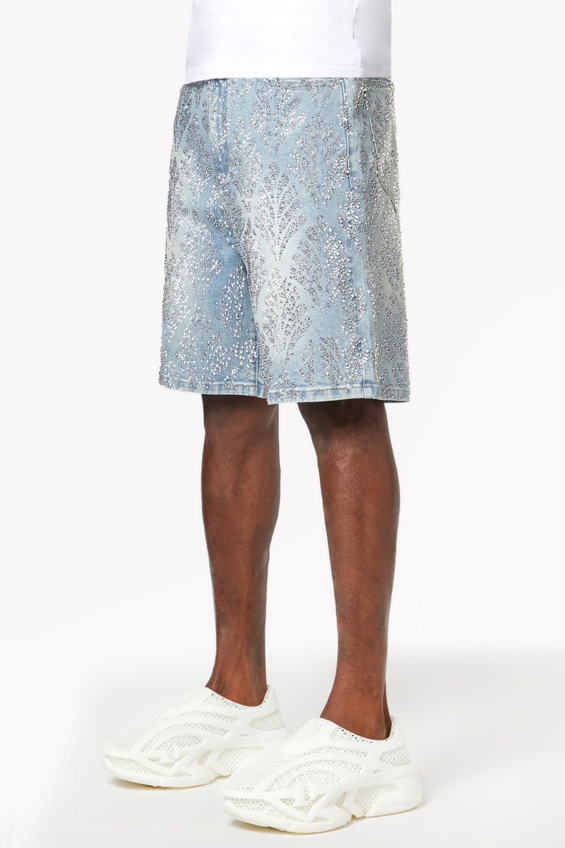 GUAPI Aqua Blue Embellished Denim Shorts V2 '500ABEDS'