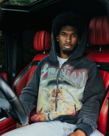 M.E. Acid Wash “Rhinestone“ Hoodie