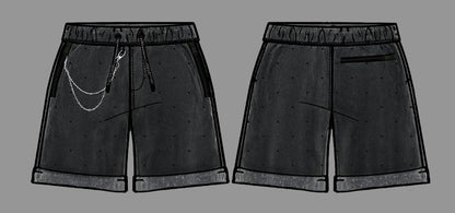 KI DENIM BLACK STONE SHORTS (KDSH003)