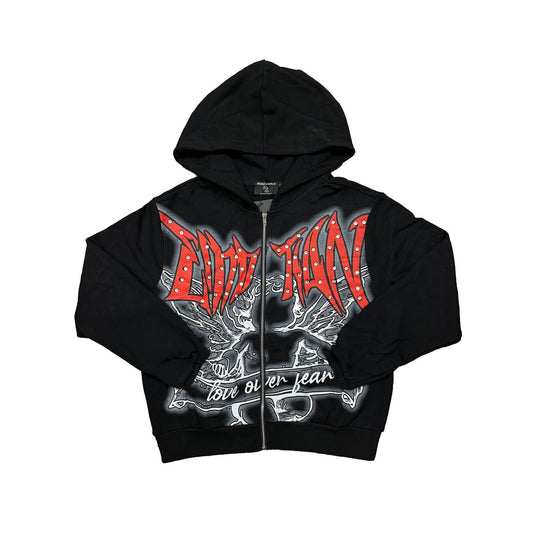 M.E. Black Graffiti Zipper Hoodie