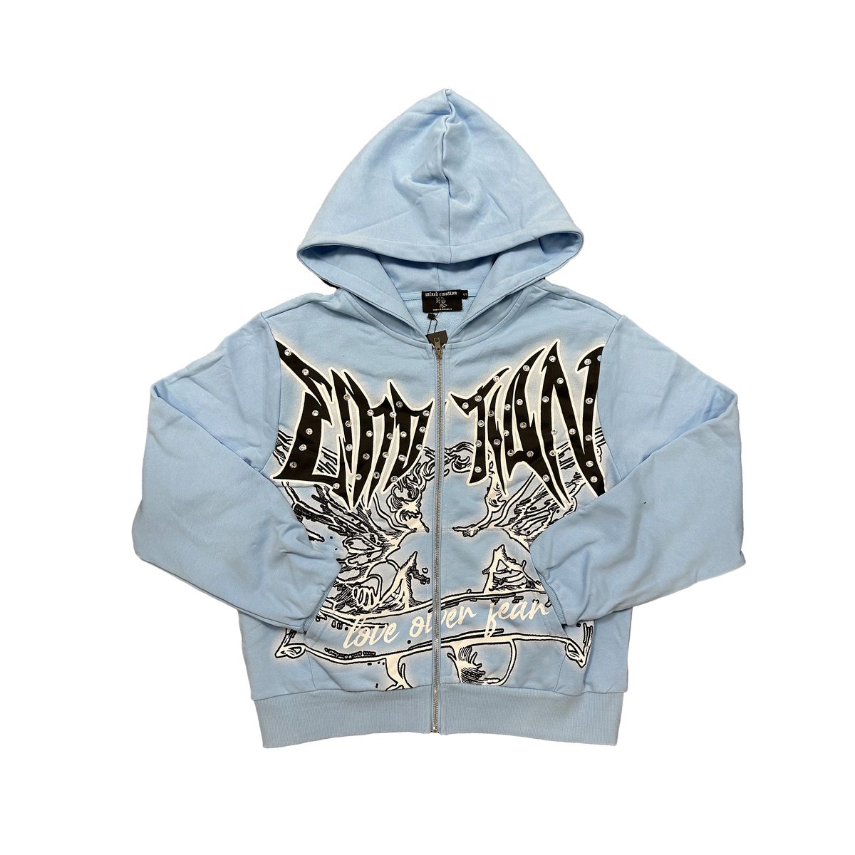 M.E. Blue Graffiti Zipper Hoodie