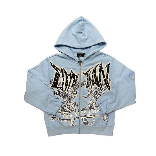 M.E. Blue Graffiti Zipper Hoodie