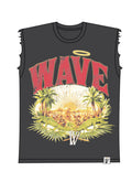 MR WAVE PARADISE CUT OFF TEE MR-5003 (BLACK)